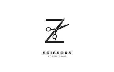 Z Letter Scissors logo template for symbol of business identity