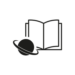 Astronomy book icon. Planet study book icon. Vector illustration. EPS 10.