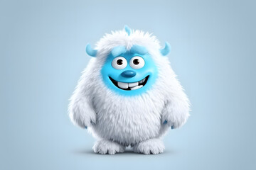 3d rendering cute monster Yeti cartoon