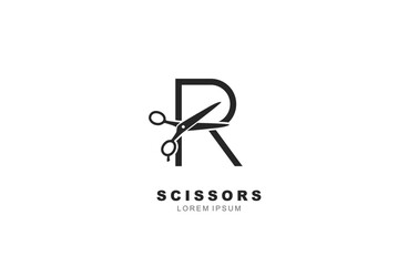 R Letter Scissors logo template for symbol of business identity