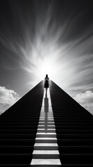 silhouette of a person standing on the stairs