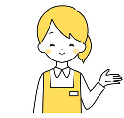 黄色｜案内する女性店員｜左手