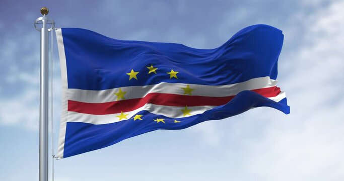 National flag of Cape Verde waving in the wind on a clear day