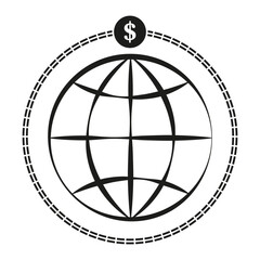 Global money transfer icon. Vector illustration. EPS 10.