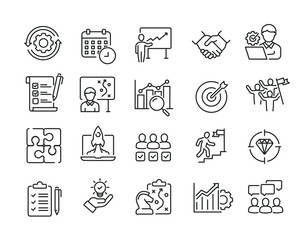 Action plan line icons. Editable stroke. For website marketing design, logo, app, template, ui, etc. Vector illustration.