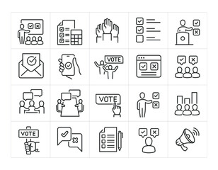 Voting line icons. Editable stroke. For website marketing design, logo, app, template, ui, etc. Vector illustration.