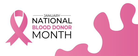 Happy National Blood Donor Month January Celebration Vector Design Illustration. Template for Background, Poster, cover, flyer, brochure, Banner, Advertising, Greeting Card or Print Design Element