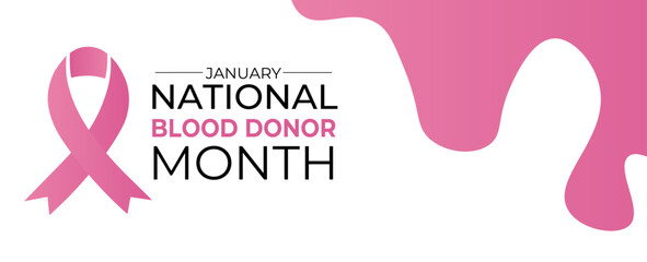 Happy National Blood Donor Month January Celebration Vector Design Illustration. Template for Background, Poster, cover, flyer, brochure, Banner, Advertising, Greeting Card or Print Design Element