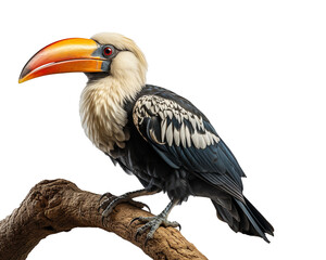 Obraz premium hornbill sitting on branch with transparent background