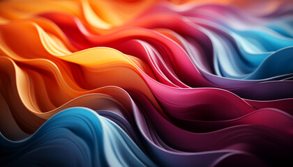 Abstract backdrop with smooth, flowing wave pattern in vibrant colors generated by AI