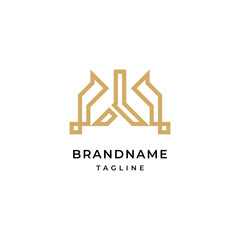 Unique modern geometric creative elegant letter W logo template