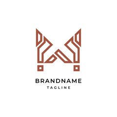 Unique modern geometric creative elegant letter W logo template