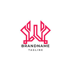 Unique modern geometric creative elegant letter W logo template