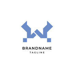 Unique modern geometric creative elegant letter W logo template