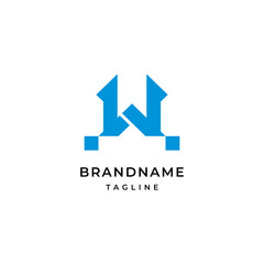 Unique modern geometric creative elegant letter W logo template