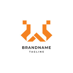 Unique modern geometric creative elegant letter W logo template