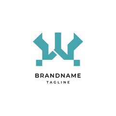 Unique modern geometric creative elegant letter W logo template
