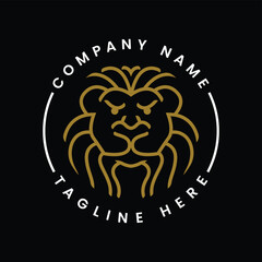 Bold, serious, simple (like a tribe symbol) lineart lion logo for marketing company. The general circle form of the lion is incorporated to dart board which is a reference to "target" "hit the spot" m