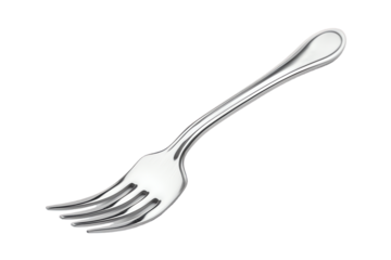 Shiny silver fork isolated on a transparent background, perfect for your kitchen and dining needs