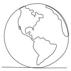 Earth school. Continuous line drawing. Vector illustration on a white background