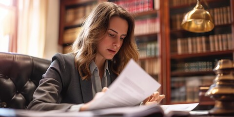 attorney in a law office, providing expert legal advice and consultation