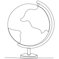 Earth school. Continuous line drawing. Vector illustration on a white background