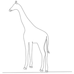 Continuous one-line drawing. Giraffe walking symbol. Logo of the giraffe. Vector illustrations