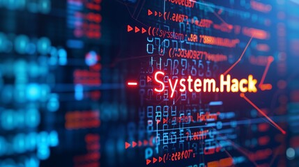 Technology computer network cyber crime  security hacker virus programming abstract binary codes and symbols digital background. Generative AI