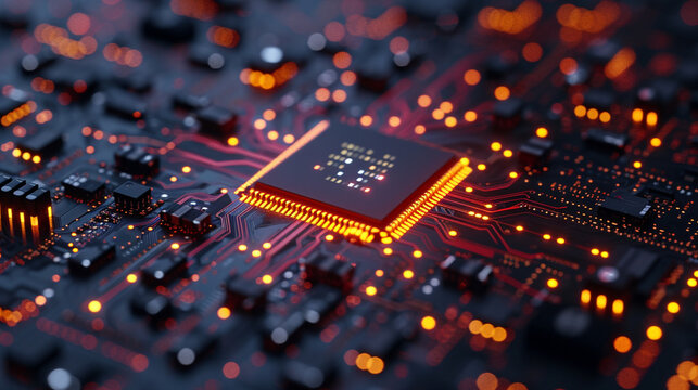 Artificial intelligence micro chip with circuit board.
