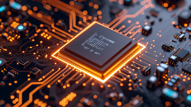 Artificial intelligence micro chip with circuit board.