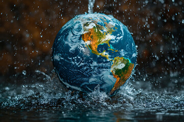 World environment and world water day  concept with globe and eco friendly environment