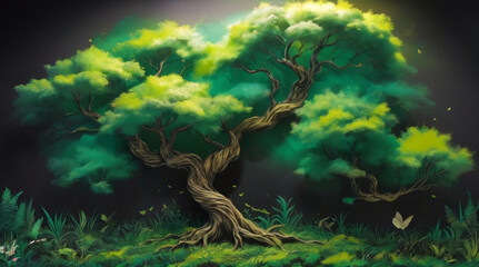 Obraz na płótnie Canvas Tranquil Scene with Majestic Forest Tree.