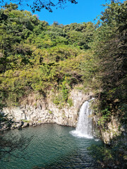 This is the entire view of the 3rd Cheonjeyeon Waterfall.