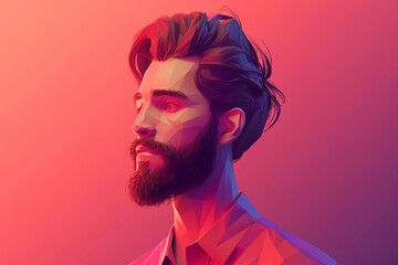 Human portrait game background style 3d stylish illustration