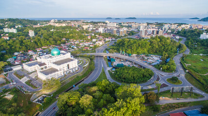 aerial view of Kota Kinabalu city.