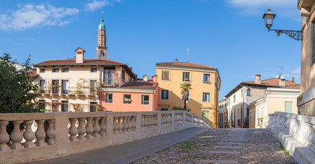 Fototapeta na wymiar Vicenza - The old town with the Ponte San Michele bridge