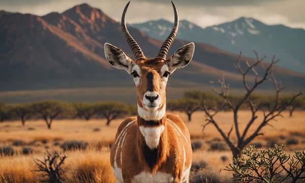 Majestic Antelope: A Breathtaking Wildlife Portrait through the Lens of AI-Enhanced Photography