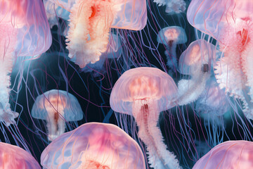 jellyfish medusa in ocean deep background wall texture pattern seamless wallpaper