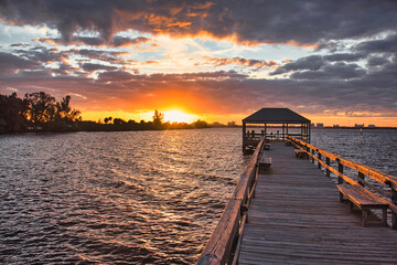 Sunset on the Indian River in Indialantic Florida