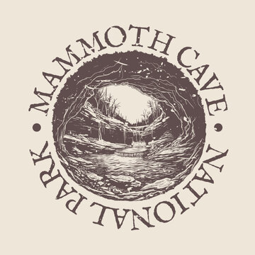 Mammoth Cave, Kentucky Illustration Clip Art Design Shape. National Park Vintage Icon Vector Stamp.