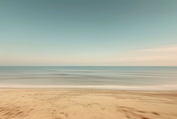 Naklejka premium Beautiful seascape with sandy beach and blue sky. long exposure