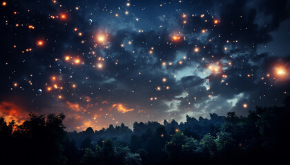 Fototapeta na wymiar Glowing star field illuminates dark galaxy in vibrant summer night generated by AI
