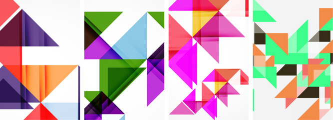 Set of abstract random triangle composition backgrounds. Vector illustration for for wallpaper, business card, cover, poster, banner, brochure, header, website