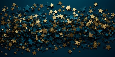 Composition of golden stars on a blue background