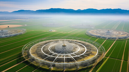 aerial view of center pivot irrigated fields in colorado