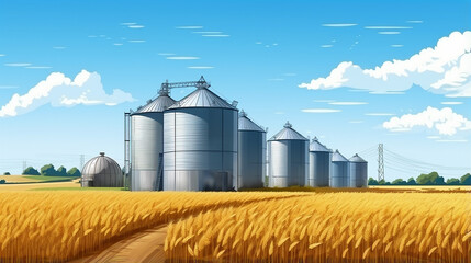 Fototapeta na wymiar agriculture background . modern silos for storing grain