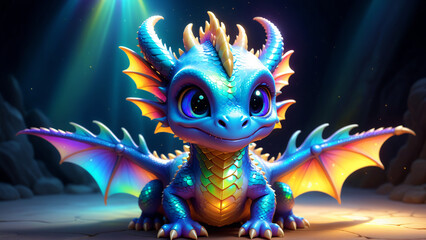 cute cartoon blue dragon