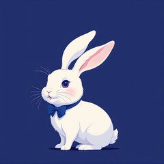 Obraz premium cute white rabbit blue background