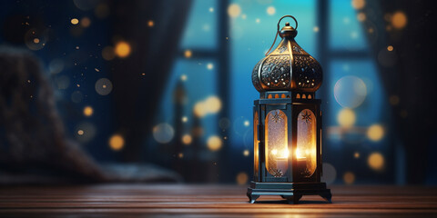 Ramadan Kareem background with golden lantern - obrazy, fototapety, plakaty