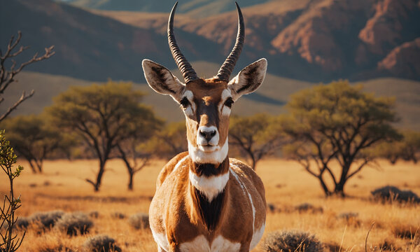 Majestic Antelope: A Breathtaking Wildlife Portrait through the Lens of AI-Enhanced Photography